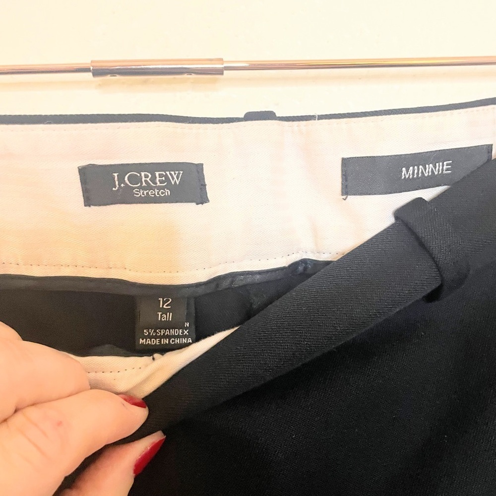 J.Crew Minnie Pants Black Stretch Workwear Trouser Size 12T 28” Inseam - Picture 3 of 4